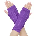 Lila gestrickte fingerlose Handschuhe, warme Handstulpen aus Acryl für Damen und Herren - Einheitsgröße / Leuchtendes Violett