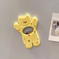 Cute yellow bear-shaped magnetic bottle opener and fridge magnet with star pattern - Yellow