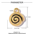 Detail showing 11mm spiral stainless steel enamel pendant measurements and specs - Black Spiral (YK413-3)