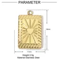 Dimensions et poids détaillés de ce pendentif cœur soleil en acier inoxydable doré - Style Cœur Rayonnant (YE355) / 1 Pièce
