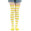 Chaussettes hautes à rayures jaunes et blanches pour les fêtes et les événements festifs - Rayures Larges (Article 2) / Jaune + Blanc
