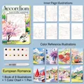 Set pittura acquerello a fisarmonica include 8 fogli scheda colore e pennello acqua - Romantico europeo