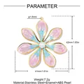 Detail view of large enamel flower pendant showing dimensions 42mm by 41mm - Enamel Gradient Flower (YK394) / 42x41mm