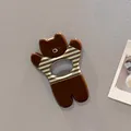 Cute brown bear magnetic bottle opener and refrigerator magnet in striped shirt - Brown