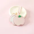 Adorable pink apple-shaped PU leather portable mirror keychain bag charm accessory - Apple Pink