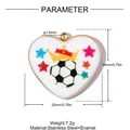 Detailed dimensions for stainless steel heart soccer ball pendant with enamel finish - Football Crown Stars (YK348)