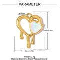 Detailed dimensions and specs for the melting heart stainless steel pendant. - Melting Heart with Pink Stone (YK365-1)