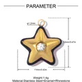 Detailed dimensions of a stainless steel star pendant with black enamel and rhinestone - Black Star (YK414-1)
