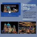 European city scenery scratch art kit includes 2 sheets and plastic pen, 40.5x28.5cm - European City / 2 Sheets