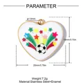 Detail showing heart-shaped soccer pendant with technical dimensions and material - Football Meteor (YK349)