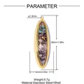 Dimensiones detalladas del colgante ovalado de acero inoxidable con nácar - YK449 (Marquesa Concha de Abalone)