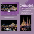 Cityscape scratch painting kit featuring a night cathedral with 2 sheets and pen. - Catholic Church / 2 Sheets