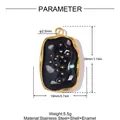 Detailed product parameters and dimensions of the black enamel and shell inlay pendant - Gold (Black Enamel Shell)