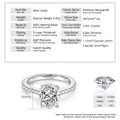 Eleganter Ring aus S925 Sterlingsilber mit einem ovalen Moissanit von 3,0 Karat - US-Größe 4 / Ovaler Geometrischer Ring (Silber)