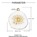 Diagrama técnico detallado con dimensiones y peso del colgante del ojo turco blanco - YK450 (Redondo Mal de Ojo Corazón)