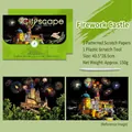 Cityscape scratch art kit with castle and fireworks patterns, A3 size DIY painting gift - Fireworks Castle / 2 Sheets