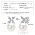 Elegante S925 Silber Blumen-Ohrstecker mit 9mm Natur-Süßwasserperlen und Zirkonia - Kleeblatt Perle Ohrstecker / 925er Silber