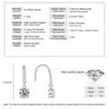 Detailed specs for moissanite hook earrings showing 2.0ct stone size and material - Elegant Hook Style / Silver