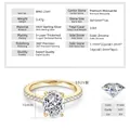 Luxuriöser ovaler Moissanit-Ring aus S925-Sterlingsilber mit Produktinformationen - US-Größe 4 / Ovaler geometrischer Stil (Goldfarben)