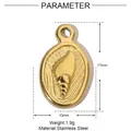 Détail macro du pendentif ovale en acier doré montrant la taille et les informations de poids. - Style Ovale Vague (YE358) / 1 Pièce