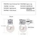 Elegante S925 Silber Ohrstecker mit runder Süßwasserperle und Zirkonia Stein Detail - Lady Di Perlenohrringe / 925er Silber