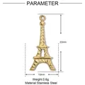 Vue détaillée du pendentif Tour Eiffel en or avec dimensions et spécifications - Style Tour Eiffel (YE359) / 1 Pièce