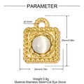 Detailed dimensions and weight for the vintage stainless steel cat eye stone pendant - Gold Square Cat Eye Pendant (YK336) - Pendant Only (Without Chain)