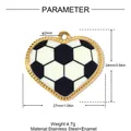 Detailed product parameters of heart soccer pendant, 27x24mm, stainless steel and enamel. - Classic Football (YK352)
