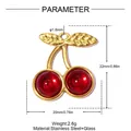 Detailed size specification for the 3D cherry stainless steel pendant accessory - Gold Cherry Style (YK322-2)