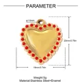 Dimensions détaillées du pendentif cœur doré avec perles émail rouge et poids - Cœur Bordure Émail Rouge (YK366-3)