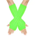 Scaldamuscoli lunghi in maglia intrecciata verde neon con foro pollice - Taglia unica / verde-giallo