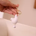Porte-clés poulet en crochet blanc fait main avec une petite cloche pour sacs mignons - Poussin (xmrysk) / Blanc