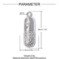 Detailed dimension and material specifications for stainless steel capsule pendant - Silver Capsule Style (YK323-1)