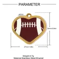 Detailed product parameters of heart-shaped football pendant showing weight and size specs - Rugby (YK354)