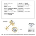 S925 sterling silver stud earrings featuring 1 carat D color VVS1 moissanite specs - Classic Wrap Style (EMO-676Y) / 925 Silver / 1 ct / K-Yellow Gold