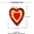Dimensions détaillées du pendentif double cœur en acier inoxydable avec émail rouge - Cœur Double Émail Pailleté Rouge (YK367)