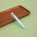 Portable mini pocket gel pen in mint green finish featuring a clear protective cap - 0.5mm / Blue