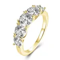 Eleganter 18 Karat vergoldeter Moissanit-Ring mit fünf Steinen für Damen und Mädchen - US Größe 4.5 / Fünf-Stein-Moissanit-Ring / Gold