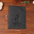 Livre d'art de découpage de papier DIY avec couverture en feutre de cerf, 21,5x29 cm - Étui de Rangement en Feutre / Style élan gris foncé