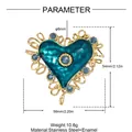 Detailed size parameter view of vintage heart pendant with blue enamel and cat eye stones - Blue Filigree Large Heart Pendant (YK338-1) - Pendant Only (Without Chain)