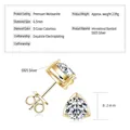 Elegante S925 Sterling Silber Moissanit Ohrstecker mit einem D-Farbe 1 Karat Edelstein - Dreieckiger Geometrischer Stil (EMO-643Y) / 925er Silber / 1 ct / K-Gelbgold