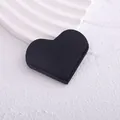 Black heart-shaped PU leather corner bookmark with stitched edge design - Black