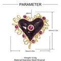 Detailed specification view of a vintage heart pendant with dimensions and weight - Purple Filigree Large Heart Pendant (YK338-2) - Pendant Only (Without Chain)