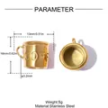 Detailed dimensions and weight of the 3D coffee cup stainless steel charm pendant - Gold Coffee Cup Style (YK324-2)