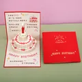 Exquisite 3D pop-up birthday cake card with handmade blessing for special celebrations - Style A