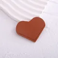 Heart-shaped PU leather book corner protector and bookmark in elegant tan brown - Brown