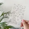 Transparent PVC cartoon bear stickers for DIY journal and water bottle decoration. - Lazy Bear