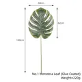 Künstliches gummiertes Monstera-Blatt mit Maßen für die Dekoration - Nr. 1 Stil (Glänzend) / Dunkelgrün