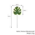 Single artificial monstera leaf stem with 59cm height for home flower arrangement - Premium Style (Matte) / Dark Green