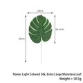 Artificial light green silk Monstera leaf extra large size for tropical flower arrangement - Extra Large Style (Matte) / Light Green